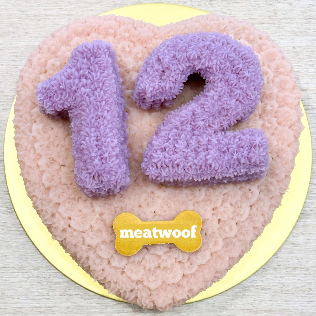 Cakes For Dogs | Dog Cakes | Dog Birthday Cake | Heart Cake | Number Cake | Pink Purple Cake - Meatwoof