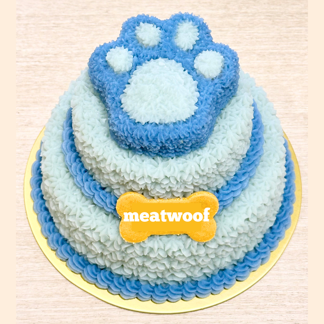 Cake For Dogs | Dog Cakes | Dog Birthday Cake | Gotcha Day Cake | Paw Cake | Tiered Cake | Blue Cake - Meatwoof Singapore