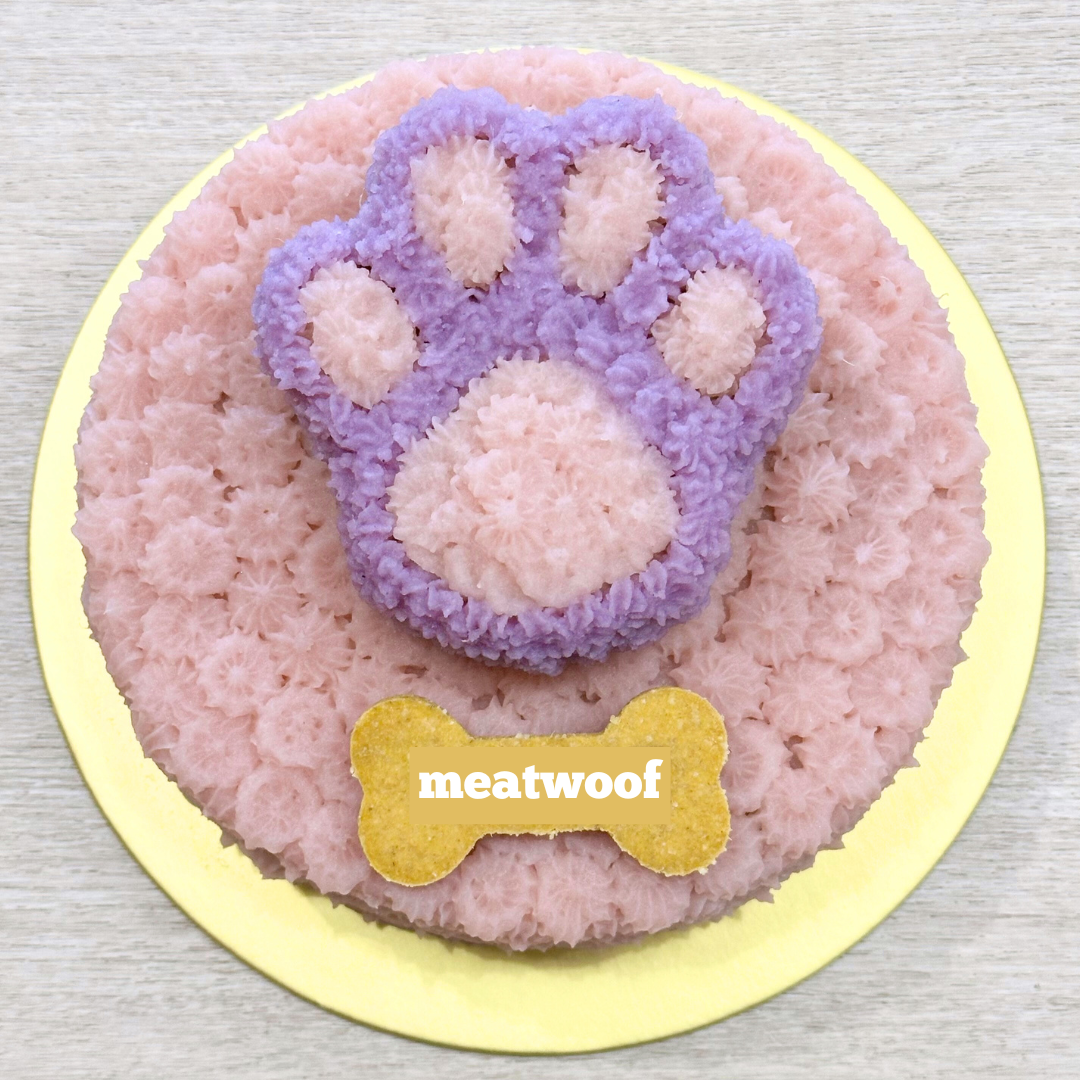 Cakes For Dogs | Dog Cakes | Dog Birthday Cake | Paw Cake | Pink Purple Cake - Meatwoof Singapore