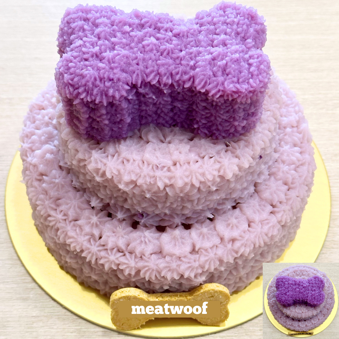 Cakes For Dogs | Dog Cakes | Dog Birthday Cake | Bone Cake | Party Cake | 3 tier Cake | Purple Cake - Meatwoof Singapore