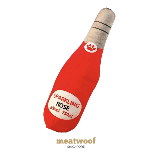 Meatwoof Gifts | Barkday Gift | Dog Birthday | Gotcha Day | Sparkling Rose Bottle Toy