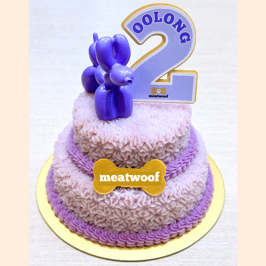 Cake For Dogs | Dog Cakes | Dog Birthday Cake | Gotcha Day Cake | Balloon Dog Cake | Tiered Cake | Purple Cake | Custom Cake Topper - Meatwoof Singapore