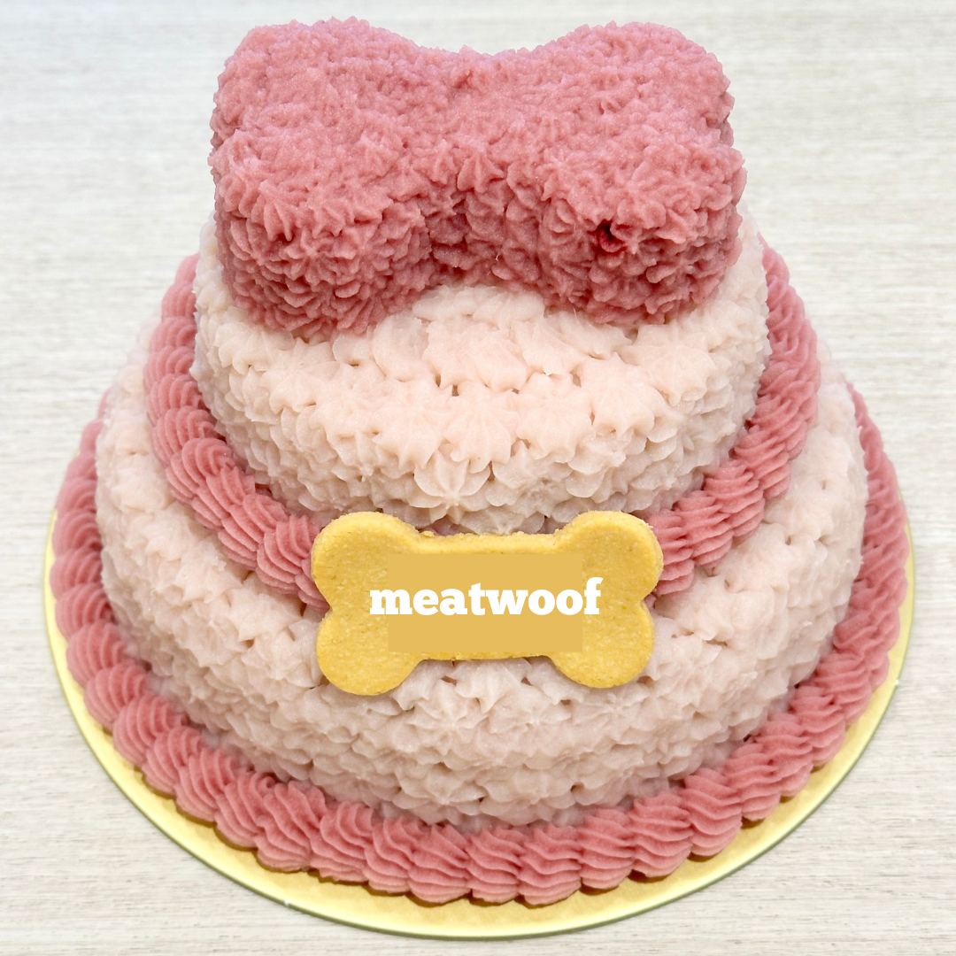 Cake For Dogs | Dog Cakes | Dog Birthday Cake | Gotcha Day Cake | Bone Cake | Party Cake | Tiered Cake | Pink Cake - Meatwoof Singapore
