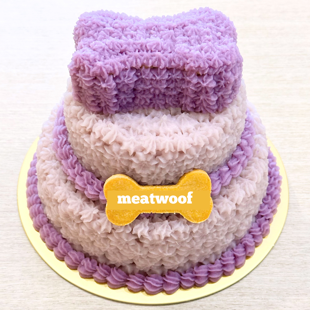 Cake For Dogs | Dog Cakes | Dog Birthday Cake | Gotcha Day Cake | Bone Cake | Party Cake | Tiered Cake | Purple Cake - Meatwoof Singapore