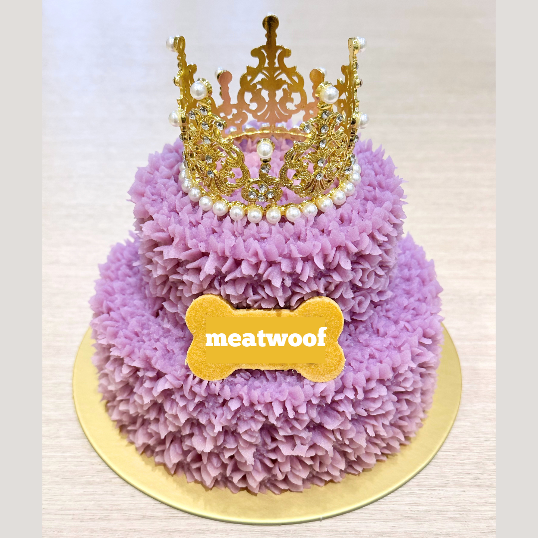 Cake For Dogs | Dog Cakes | Dog Birthday Cake | Gotcha Day Cake | Golden Crown Cake | Tiered Cake | Purple Cake - Meatwoof Singapore