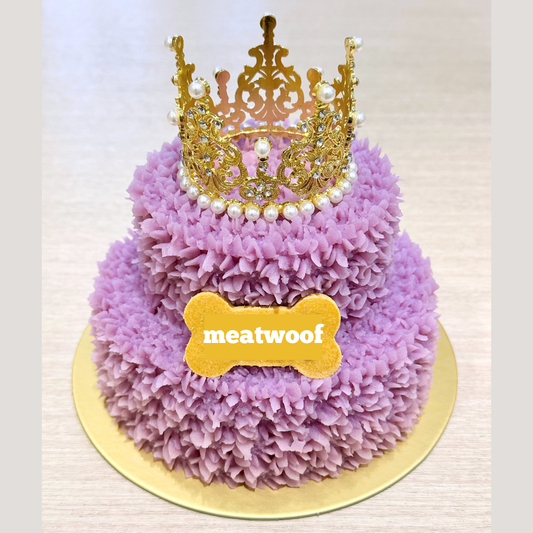 Cake For Dogs | Dog Cakes | Dog Birthday Cake | Gotcha Day Cake | Golden Crown Cake | Tiered Cake | Purple Cake - Meatwoof Singapore