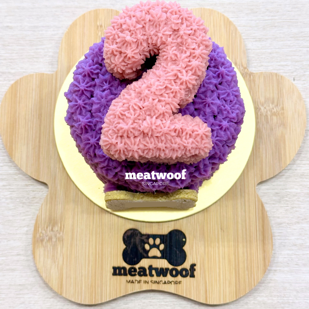 Cakes For Dogs | Dog Cakes | Dog Birthday Cake | Number Cake | Round Cake | Purple Pink Cake - Meatwoof Singapore