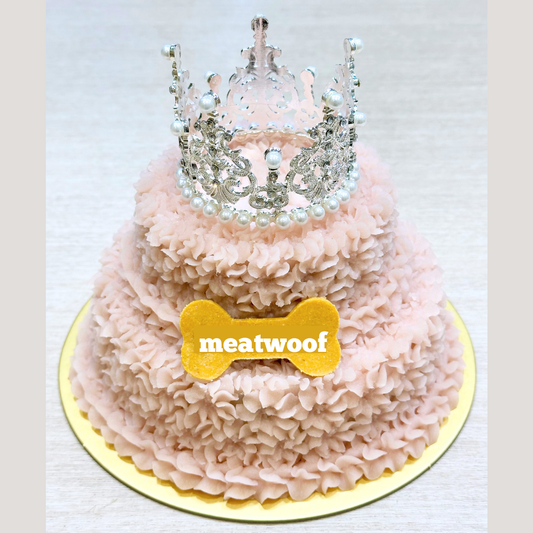 Cake For Dogs | Dog Cakes | Dog Birthday Cake | Gotcha Day Cake | Silver Crown Cake | Tiered Cake | Pink Cake - Meatwoof Singapore