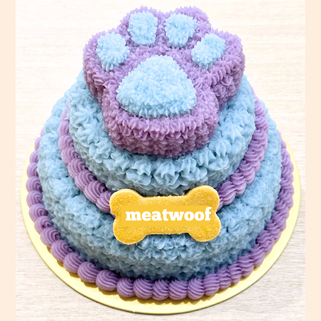 Cakes For Dogs | Dog Cakes | Dog Birthday Cake | Gotcha Day Cake | Paw Cake | Party Cake | 3 tier Cake | Blue Cake Purple Cake - Meatwoof Singapore