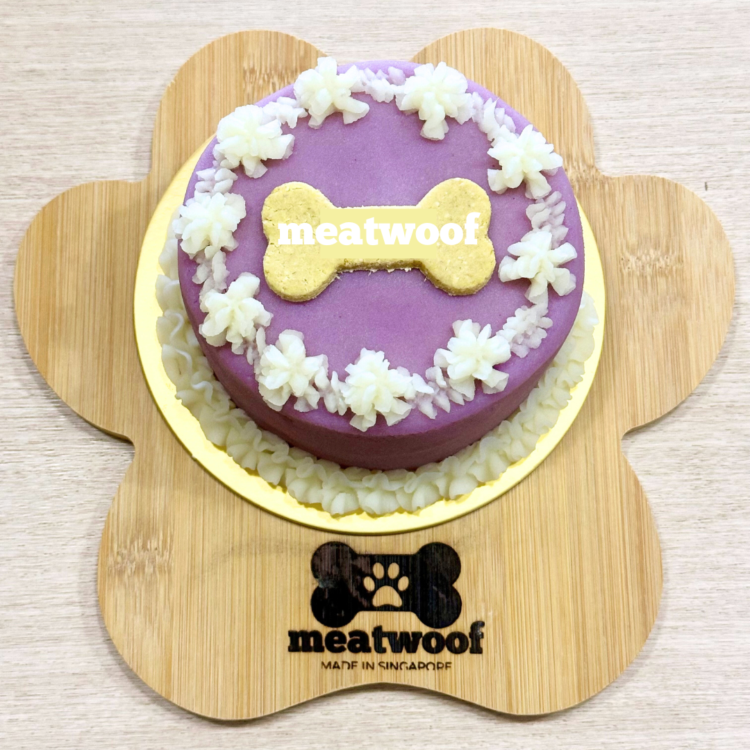 Cakes For Dogs | Dog Cakes | Dog Birthday Cake | Floral Cake | Purple Cake - Meatwoof Singapore
