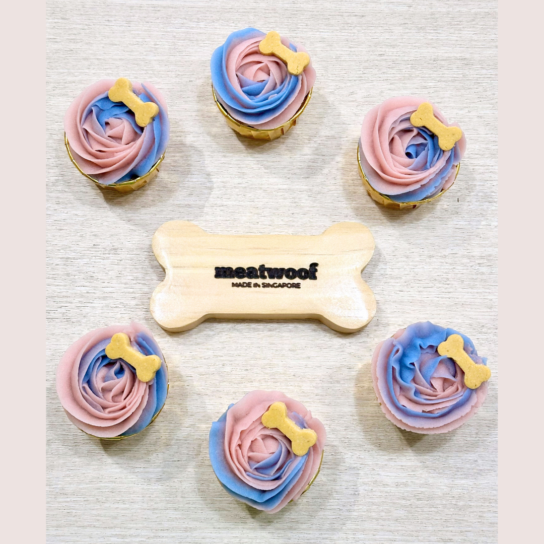 Pupcakes | Dog Cupcakes | Cupcakes For Dogs | Floral Cupcakes | Pink Blue Rose Pupcakes - Meatwoof Singapore