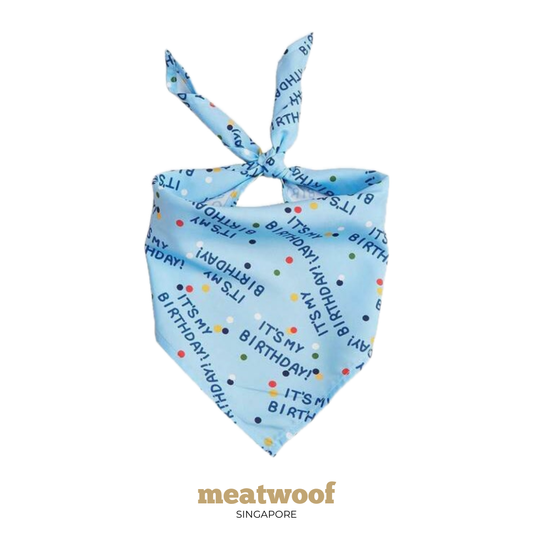 Dog Gifts | Barkday Gift | Gotcha Day Gift | Dog Bandana | Birthday Bandana | Blue Bandana - Meatwoof Singapore