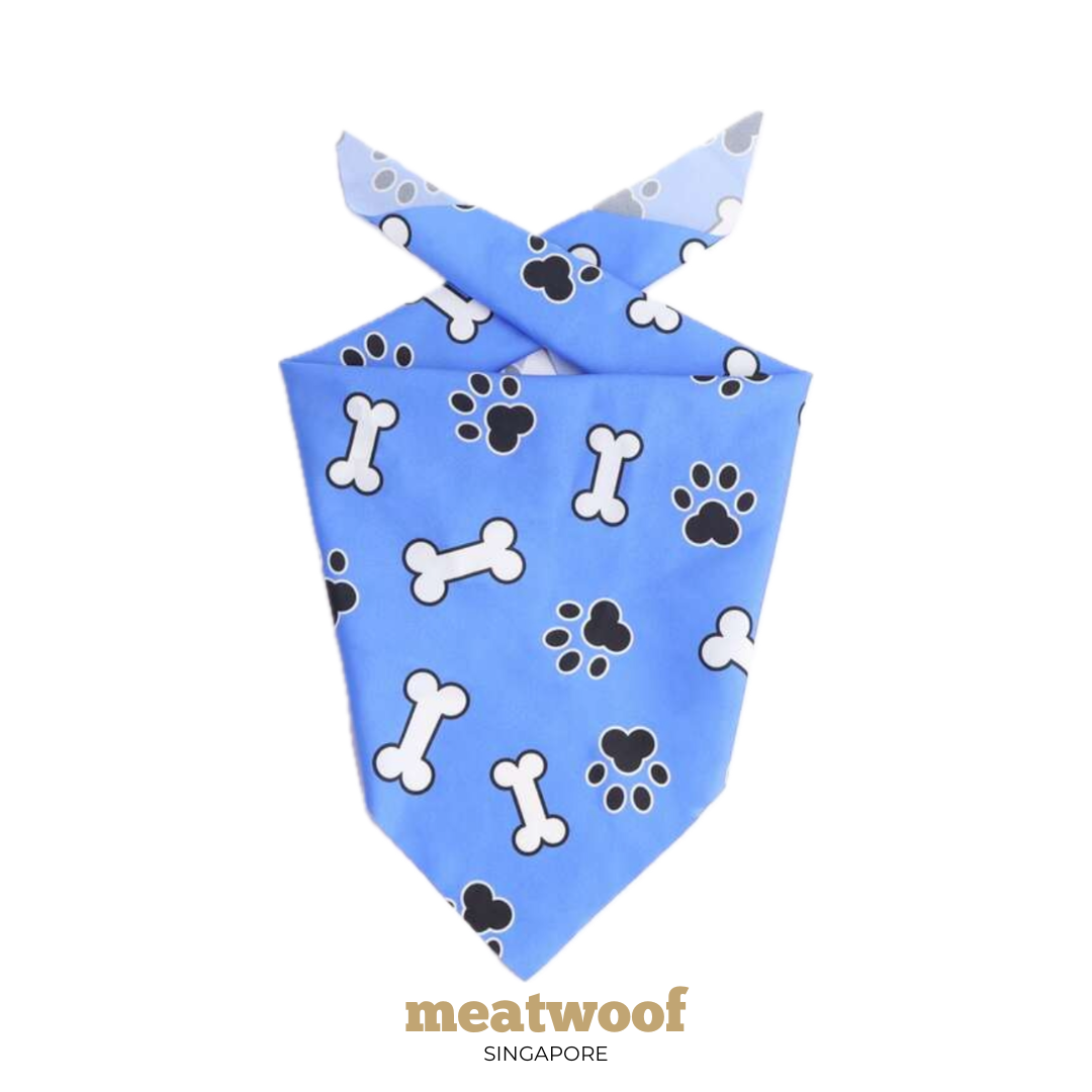 Dog Gifts | Barkday Gift | Gotcha Day Gift | Dog Bandana | Bone Bandana | Paw Bandana | Blue Bandana - Meatwoof Singapore
