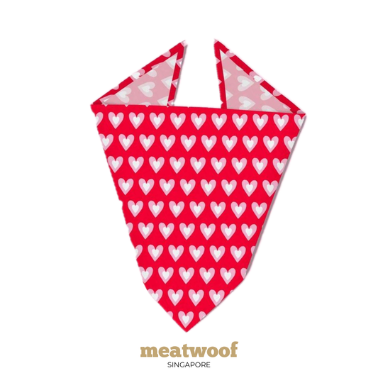 Dog Gifts | Barkday Gift | Gotcha Day Gift | Dog Bandana | Hearts Bandana Pink - Meatwoof Singapore